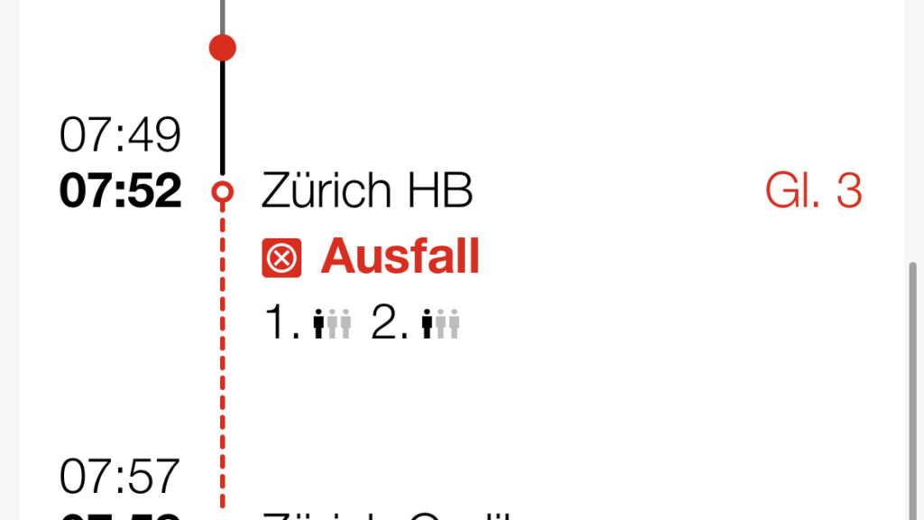 Schweizer Pünktlichkeit Zugsausfall